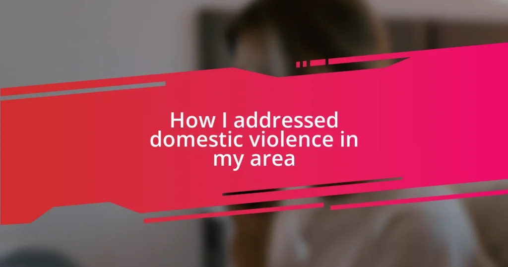 How I addressed domestic violence in my area
