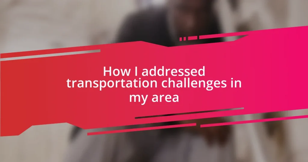 How I addressed transportation challenges in my area