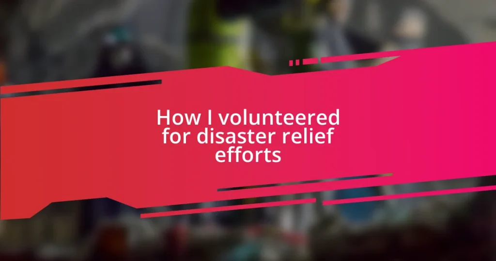 How I volunteered for disaster relief efforts