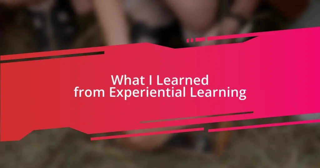 What I Learned from Experiential Learning